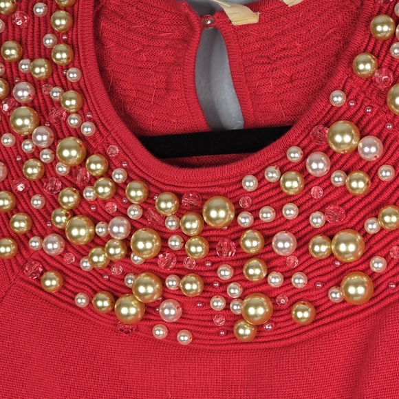 Anthropologie Moth Pink Brienne Beaded Knit Top - Picture 11 of 12